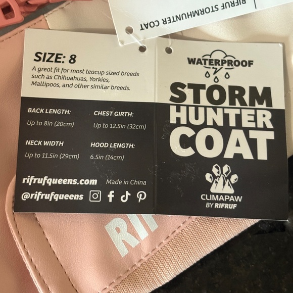RIFRUF Stormhunter Dog Raincoat, Sakura, Size 8 - tiny dog - Picture 10 of 16